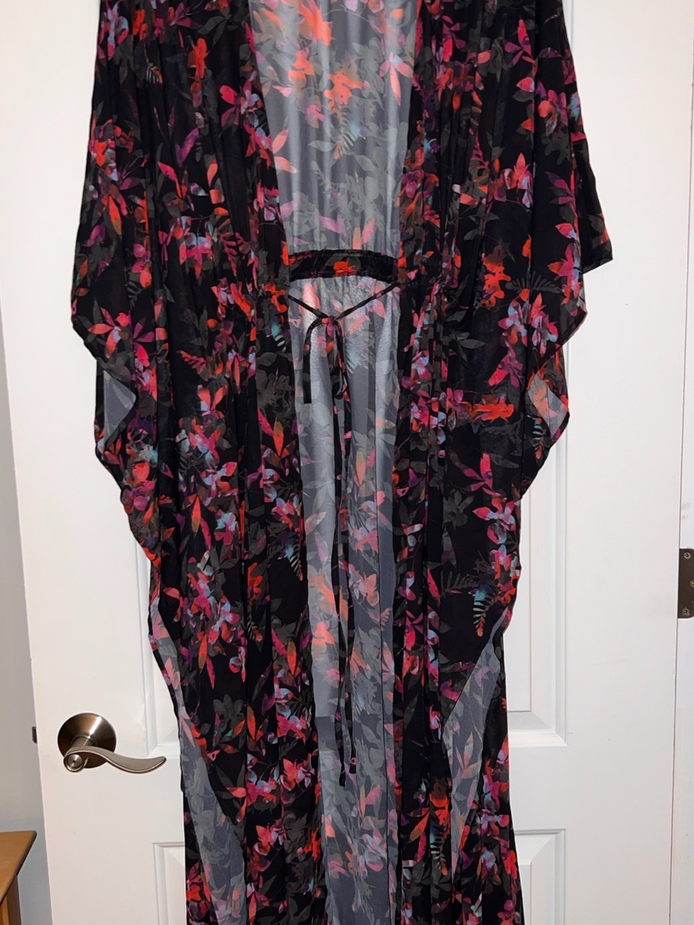 torrid Black Floral Sheer Swim Coverup Kimono